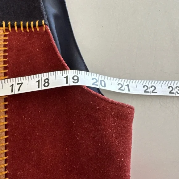 Vintage Leather Patchwork Vest LA Blues Men Size XL Button Front - Picture 3 of 7